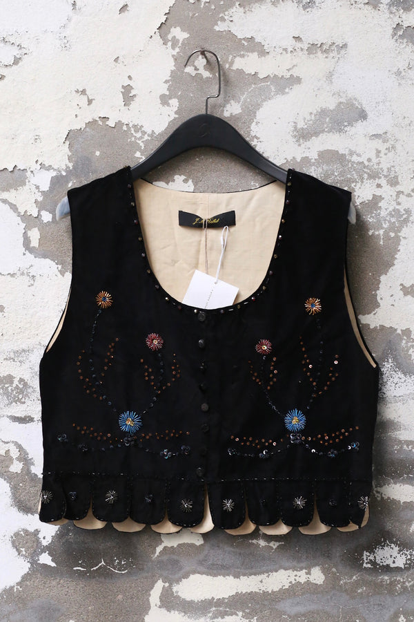 ARCHIVIO J.M.Ribot Hand-beaded vest jacket Italy AJM-AWGL04/VB/BEADING*-HEI Black